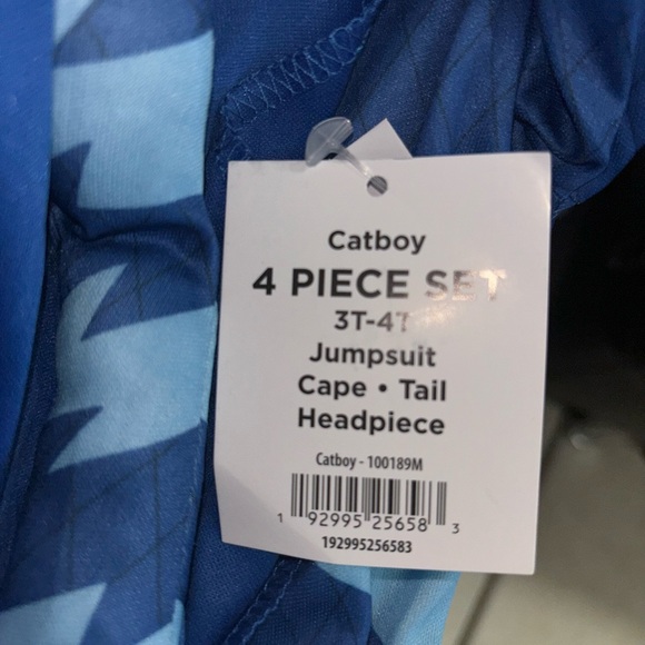 PJ Masks Catboy 4 piece Halloween Costume Jumpsuit Cape Mask Tail Toddlers 3T-4T - Picture 4 of 9